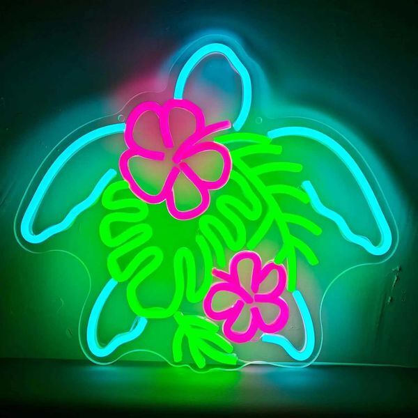 Tropical Neon Sign Wall Art Decor Turtle LED Neon Light Tropical Room Decor Bathroom Beach Ocean Bar Club Party Birthday Gifts Y240817