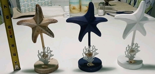 Wooden Multi Colored Star Fish Decor