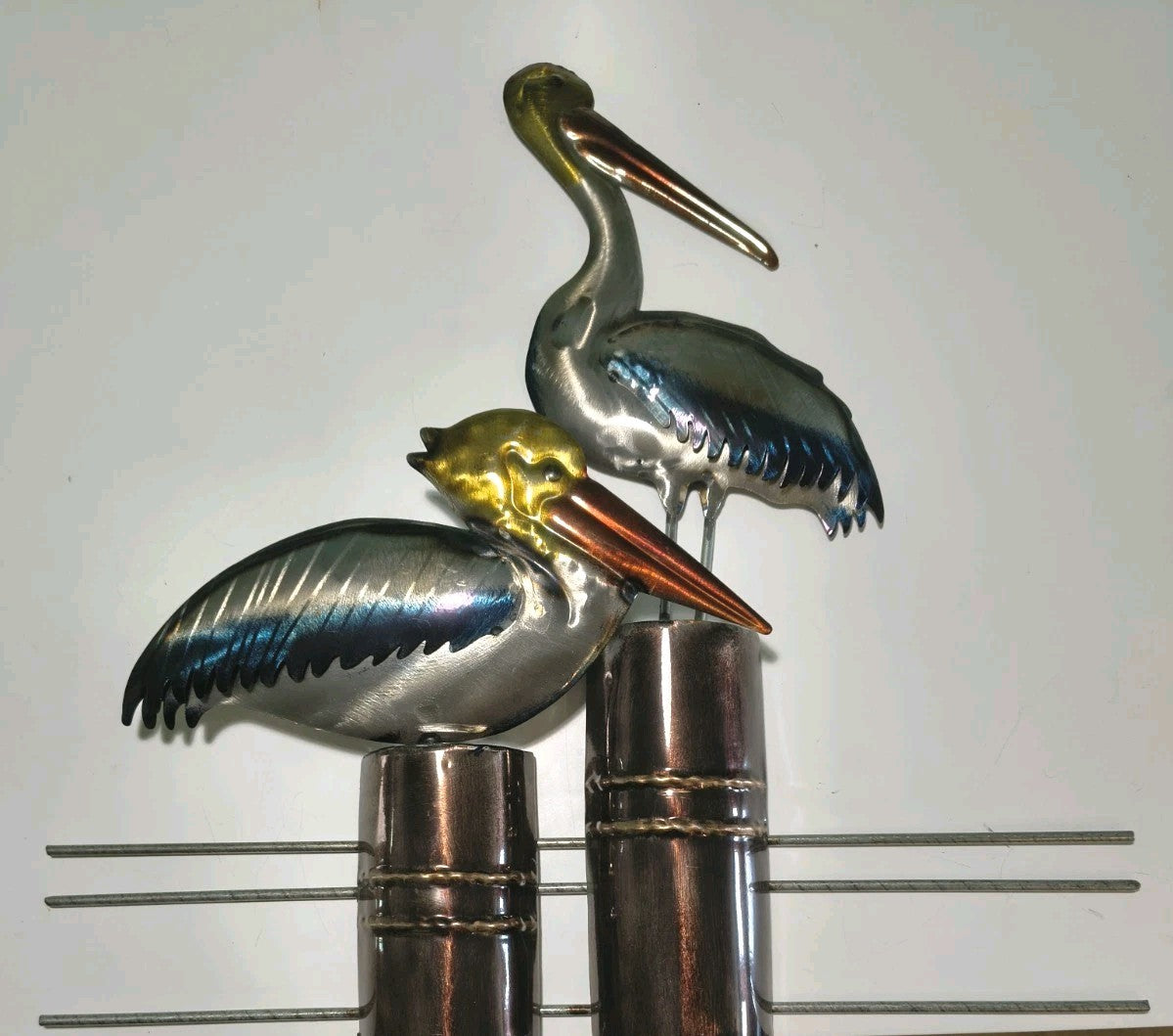 19 1/4 Inches High x 18 3/4 Inches Wide Two Pelicans on Pilons Wall Decor