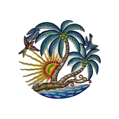 23 inches Antoine- Full of Colors Palms & Scene Hand Made Metal Drum Artwork