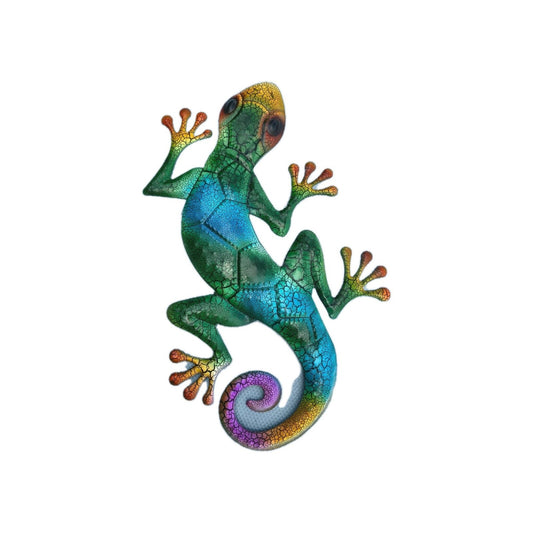 17 Inch Purple and Blue Gecko Lizard Metal Wall Artwork