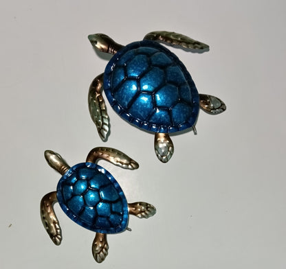 2 Piece Large One 8.5 inches Smaller One 6.5 inchesSet Metal Turtles Wall Mount 
