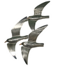 19″ High x 10″ Wide Flock of Metal Silvery Wall Seagulls