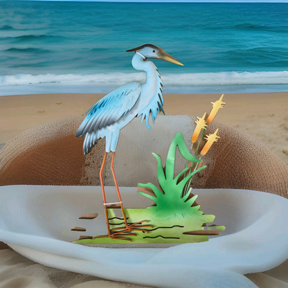High Decorative Feathery Heron Metal Wall Hanging