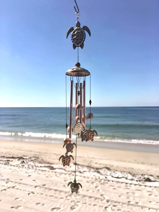 Metal Turtle Wind Chime Aluminum Beach Pattern Decor