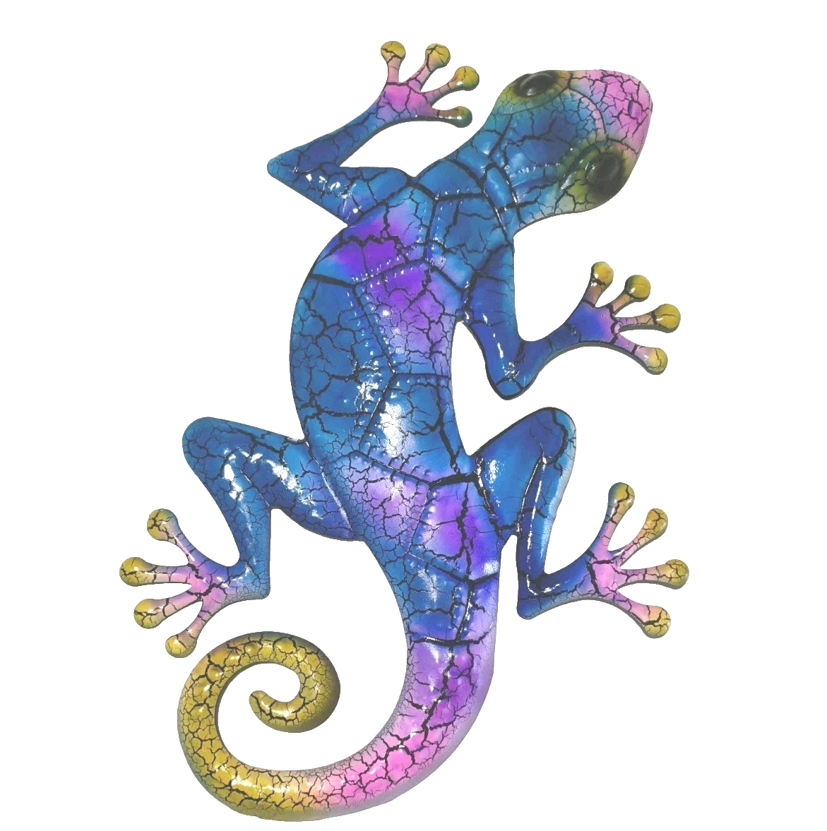 17 Inch Blue and Purple Gecko Lizard Metal Wall Artwork