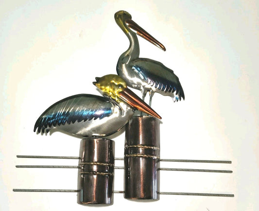 19 1/4 Inches High x 18 3/4 Inches Wide Two Pelicans on Pilons Wall Decor