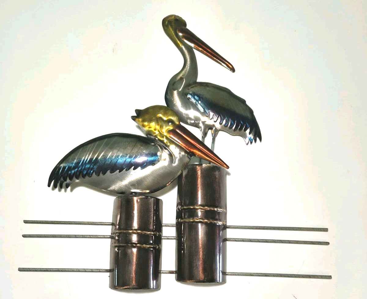 19 1/4 Inches High x 18 3/4 Inches Wide Two Pelicans on Pilons Wall Decor