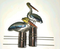 19 1/4 Inches High x 18 3/4 Inches Wide Two Pelicans on Pilons Wall Decor