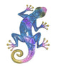 17 Inch Blue and Purple Gecko Lizard Metal Wall Artwork