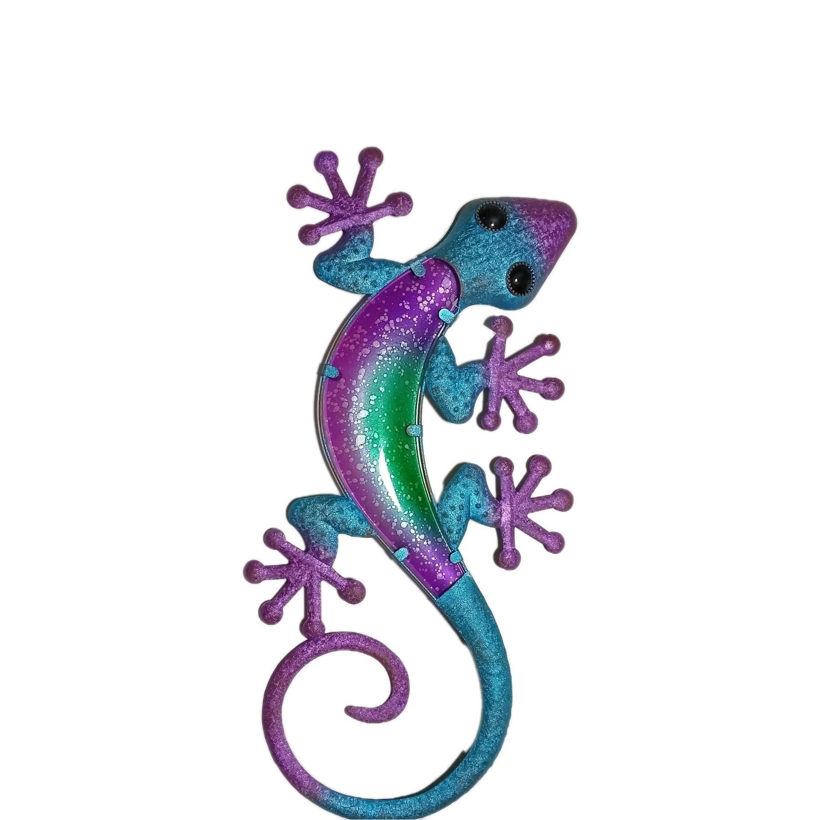 23.75 Inch Purple and Blue Gecko Lizard Metal And Glass Wall Artwork