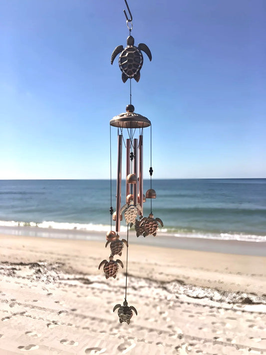 Metal Turtle Wind Chime Aluminum Beach Pattern Decor