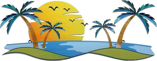 Shimeyao Coastal Metal Wall Art Palm Tree Metal Wall Art Outdoor Beach Bathroom