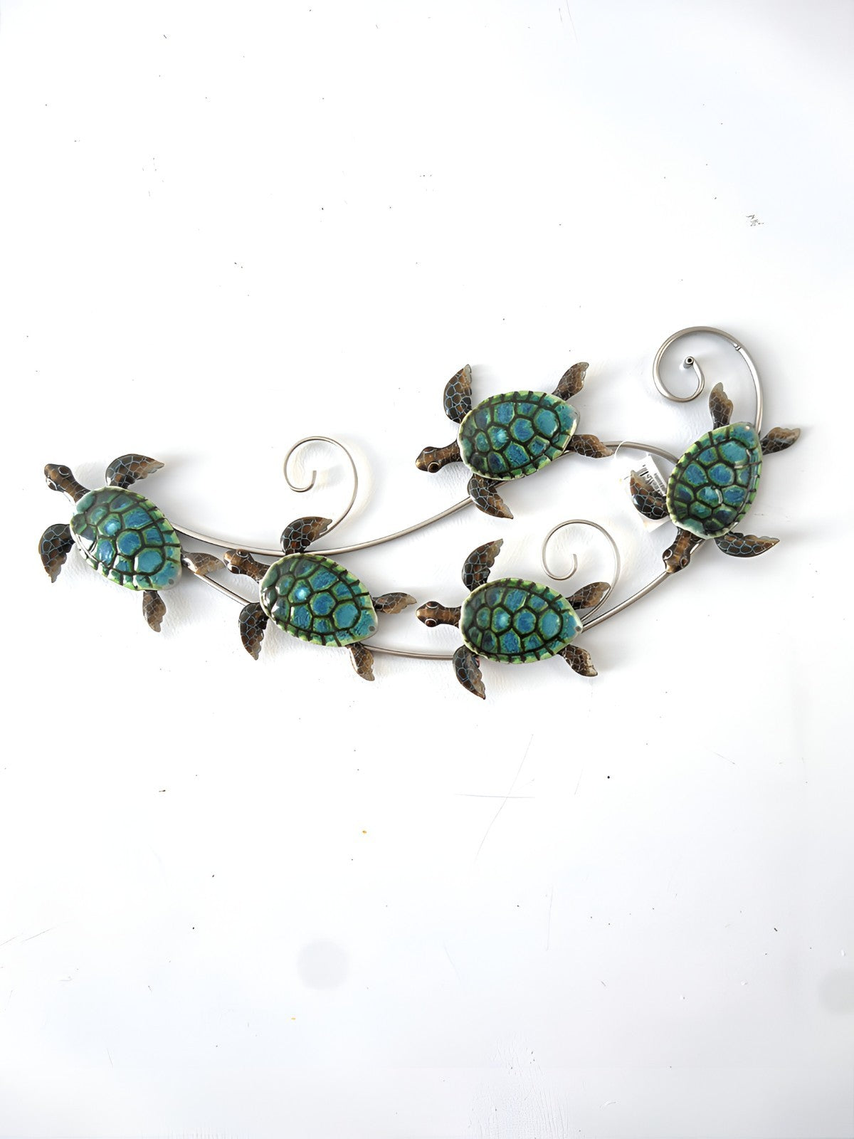 Sea Turtle Metal Wall Sculpture 5 Turquoise Blue Turtles Decorative Wall Art
