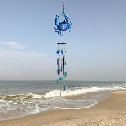 Blue Crab Wind Chime Sunset Vista Designs Medium Nautical Garden Decor 38 inches
