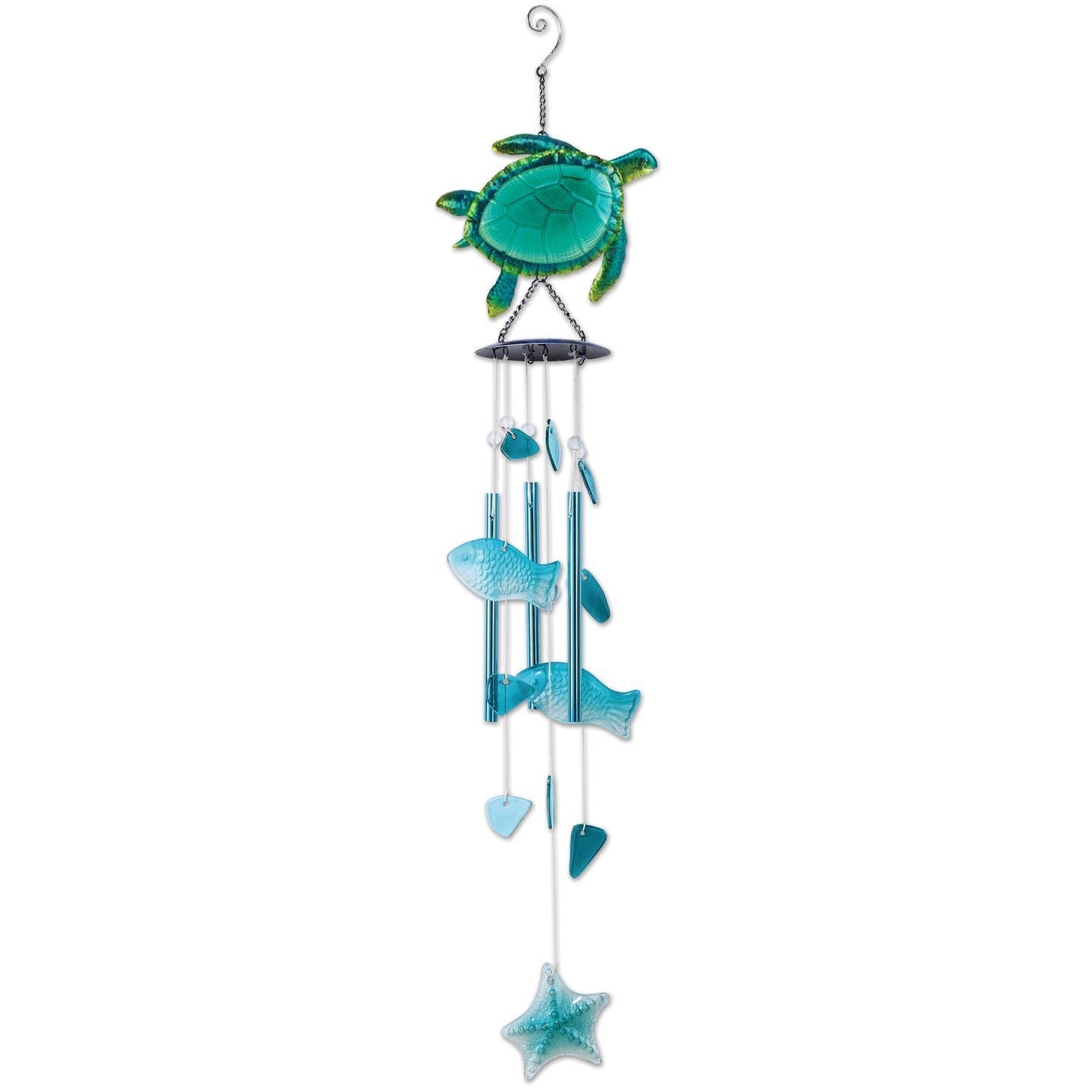 Sunset Vista Designs Hanging Turtle Wind Chime Coastal Glass Accents 33inch