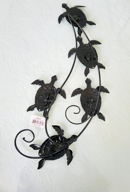 Sea Turtle Metal Wall Sculpture 5 Turquoise Blue Turtles Decorative Wall Art