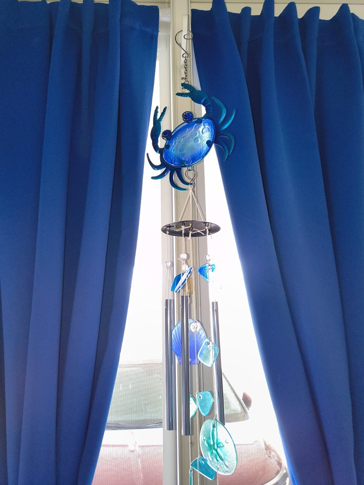 Blue Crab Wind Chime Sunset Vista Designs Medium Nautical Garden Decor 38 inches