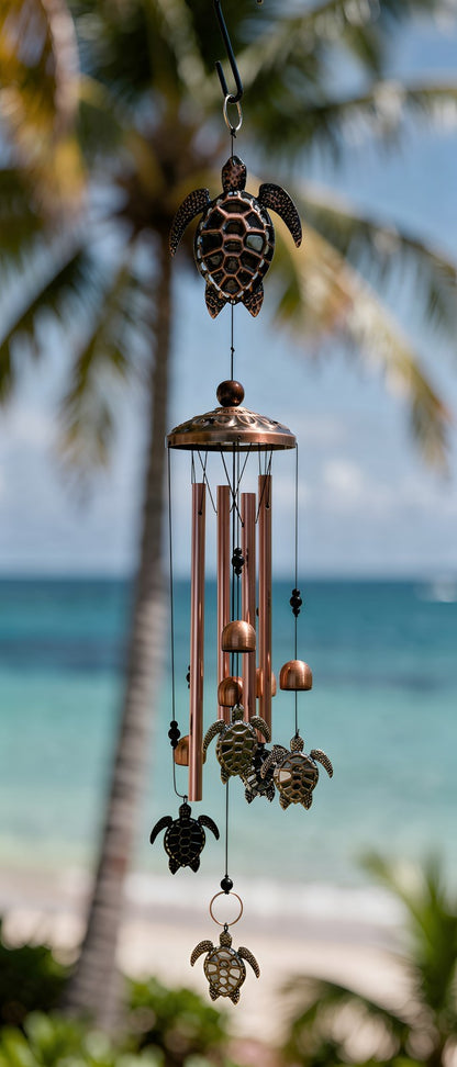 Metal Turtle Wind Chime Aluminum Beach Pattern Decor