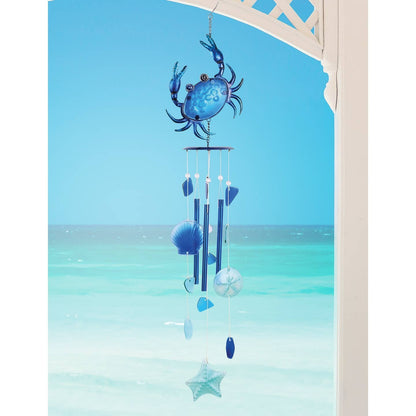 Blue Crab Wind Chime Sunset Vista Designs Medium Nautical Garden Decor 38 inches
