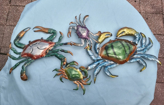 37 3/4 Inches Wide x 20 Inches High Metal Crabs Wall Decor