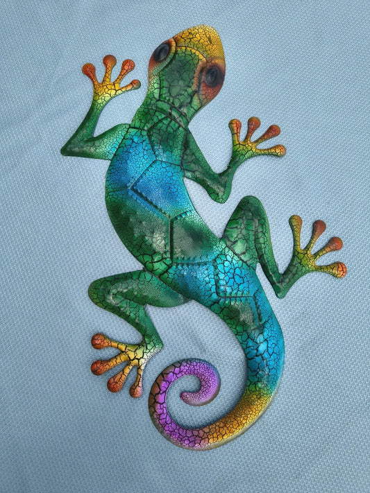 17 Inch Purple and Blue Gecko Lizard Metal Wall Artwork
